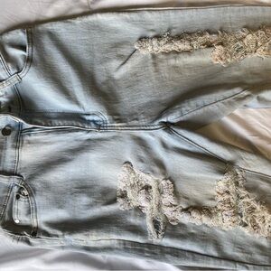 Fashion Nova Blue Boyfriend Jeans with Distressed Details